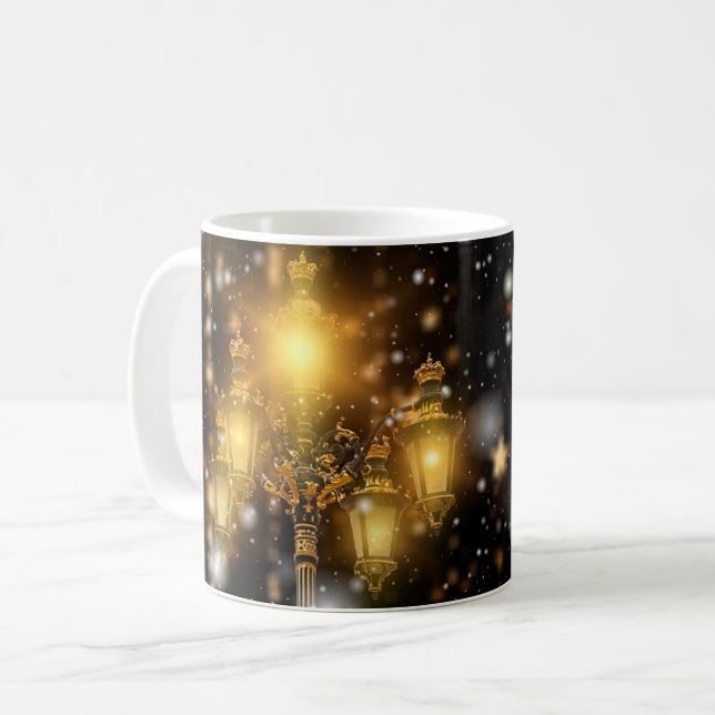 Schneefall auf der Lampe Kaffeetasse (Vorderseite Links)