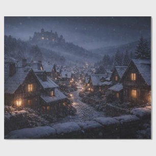 Schneefall-Dorf-Schloss-Geschenkpapier Geschenkpapier