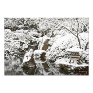 Schneefall im Japanischen Garten Portland, Fotodruck