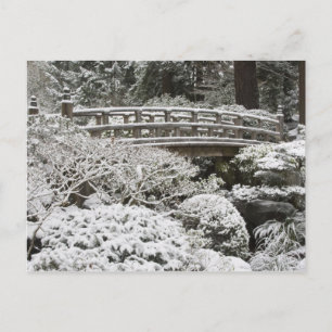 Schneefall im Japanischen Garten Portland, Postkarte
