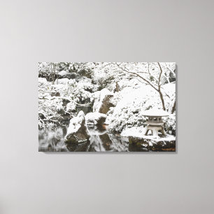 Schneefall im Portland Japanese Garden, 2 Leinwanddruck