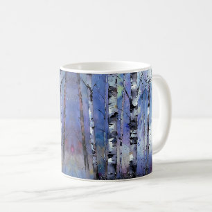 Schneefall in der verzauberten Birke Kaffeetasse