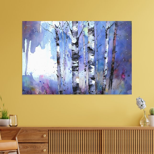 Schneefall in der verzauberten Birke Leinwanddruck (Insitu (Wohnzimmer))