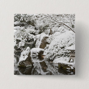 Schneefall in Portland, Japanischer Garten, 2 Button
