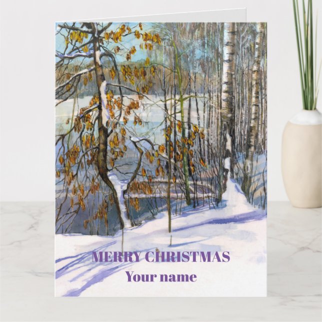 Schneefall Wasserfarbenmalerei Dankeskarte (Vorderseite)