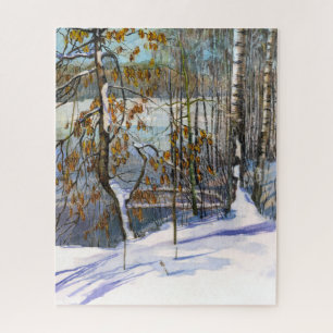Schneefall Wasserfarbenmalerei Puzzle