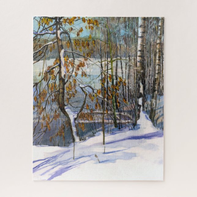 Schneefall Wasserfarbenmalerei Puzzle (Vertikal)