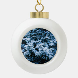 Schneefall Winter Weihnachtsbaum Keramik Kugel-Ornament