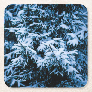 Schneefall Winter Weihnachtsbaum Rechteckiger Pappuntersetzer
