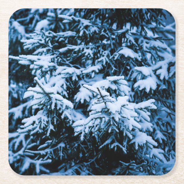 Schneefall Winter Weihnachtsbaum Rechteckiger Pappuntersetzer (Vorderseite)