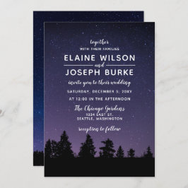 Schneefall-Winterhochzeit mit Kiefern Einladung