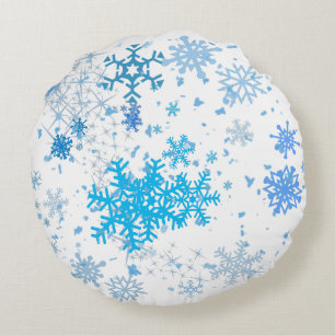 Schneefall zu Weihnachten Rundes Kissen