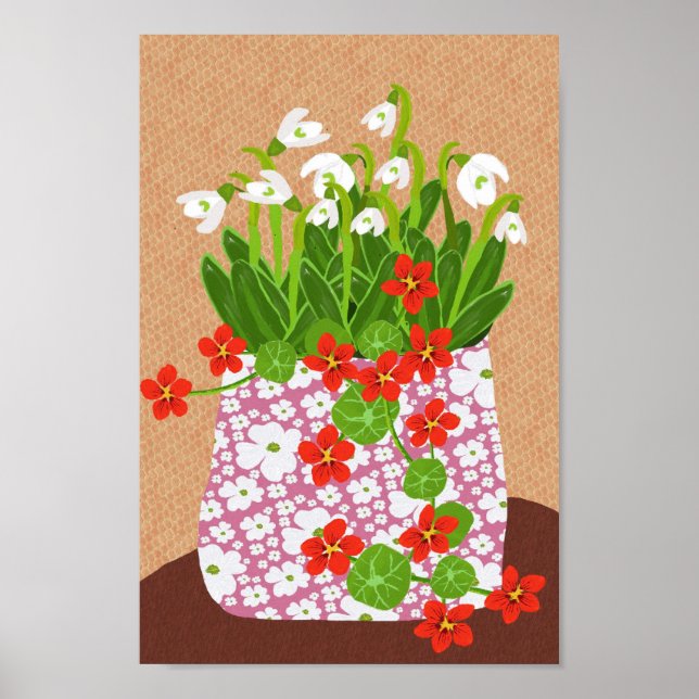 Schneefallen und Nasturtium-Poster Poster (Vorne)