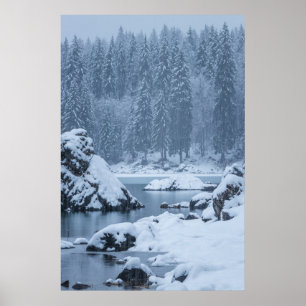Schneefallsee Fusine, Italien Poster