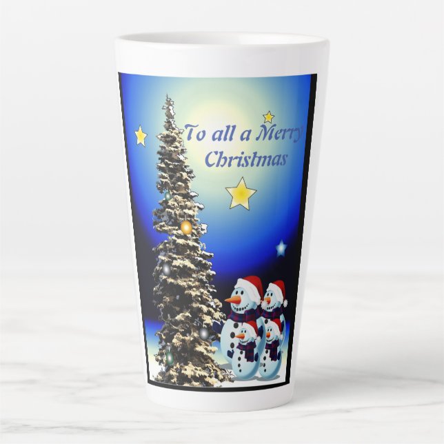 Schneefamilie Latte Tasse (Vorderseite)