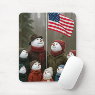 Schneefamilie um einen Amerikaner Mousepad