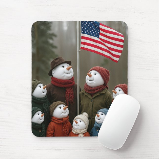 Schneefamilie um einen Amerikaner Mousepad (Mit Mouse)