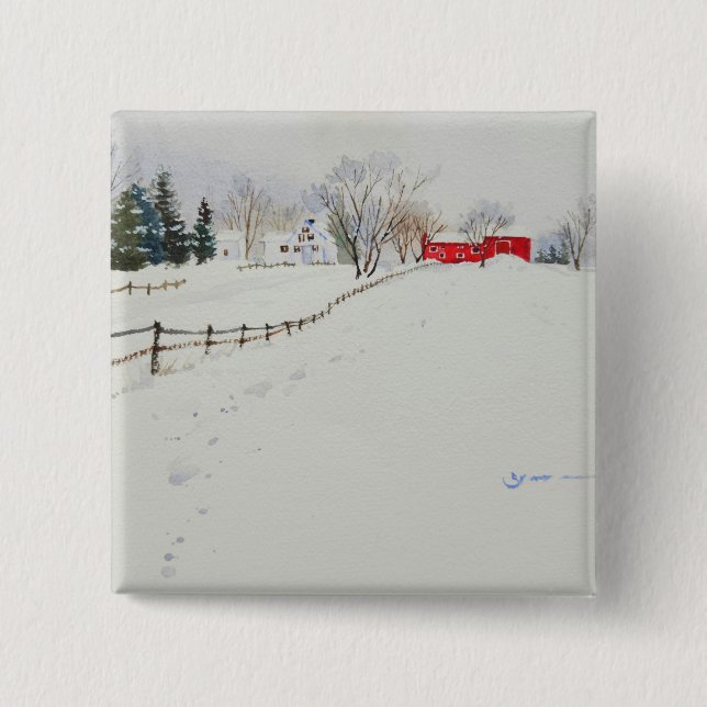 Schneefarbene Landschaft Button (Vorderseite)