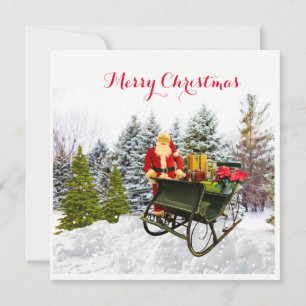 Schneefichten und Weihnachtsmann Weihnachten Flach