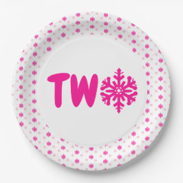 Schneeflocke 2. Geburtstagspopolette Pappteller