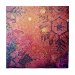 Schneeflocke Abstrakte Mixed Media Fliese