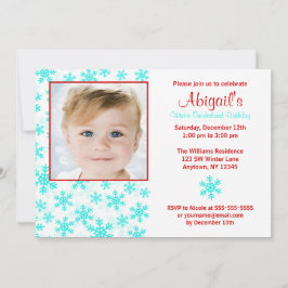 Schneeflocke-aquamariner roter Winter Onederland Einladung