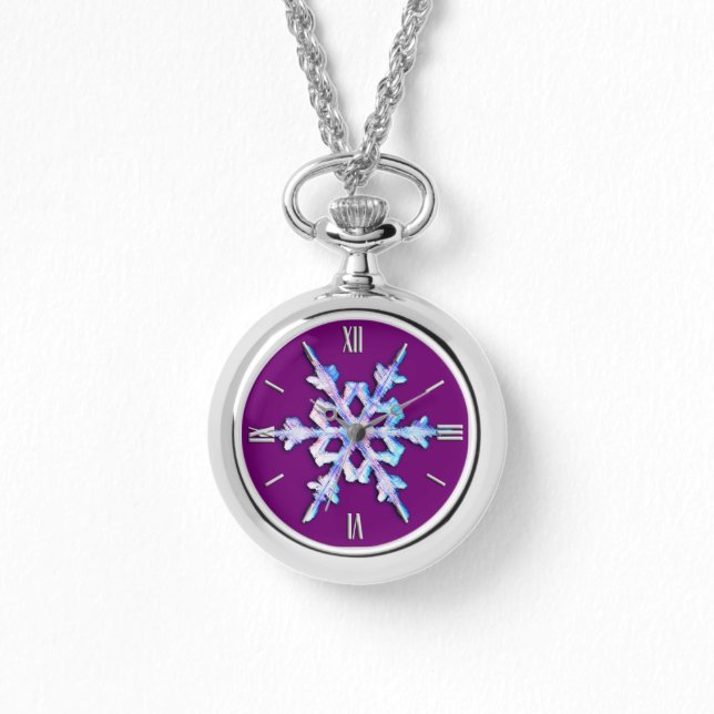 Schneeflocke auf Amethyst lila Armbanduhr (Vorderseite)