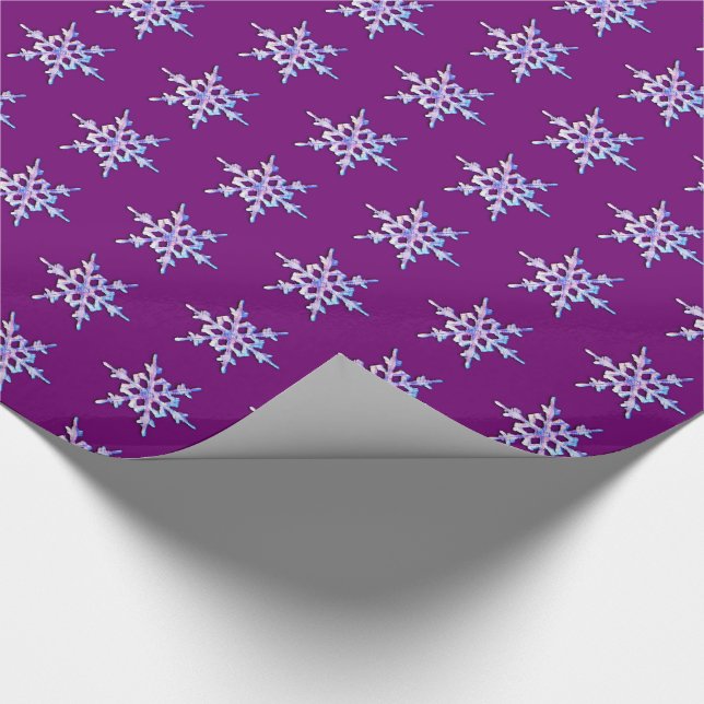 Schneeflocke auf Amethyst lila Geschenkpapier (Ecke)