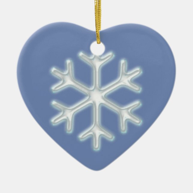 Schneeflocke auf Blau Keramik Ornament (Vorne)
