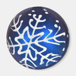 Schneeflocke auf Blau Magnet