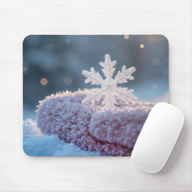 Schneeflocke auf einem rosa Mitten Mousepad (Mit Mouse)