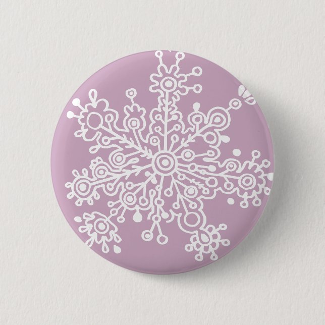 Schneeflocke (auf leicht Lila) Button (Vorderseite)