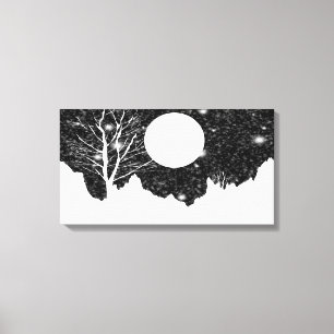 Schneeflocke auf mondbeleuchtete, überwölbte Canva Leinwanddruck