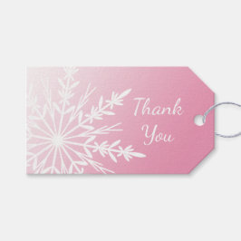 Schneeflocke auf Pink Winter Wedding Fvor Tags Geschenkanhänger