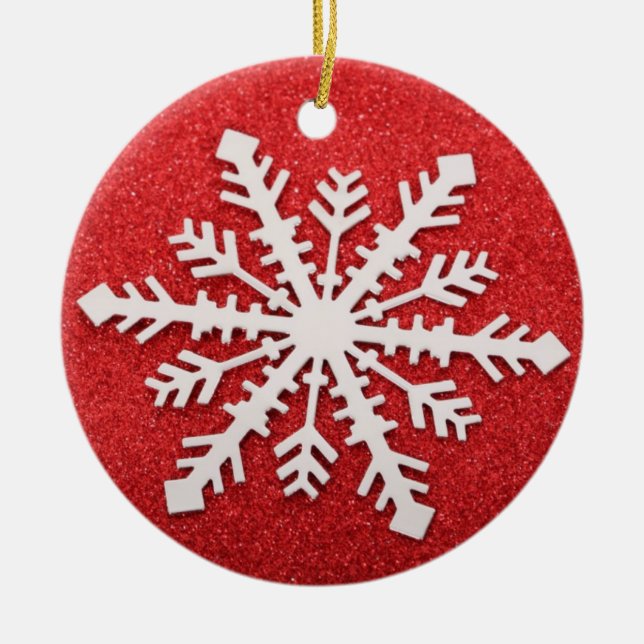 Schneeflocke auf Red Christmas Ornament (Vorne)