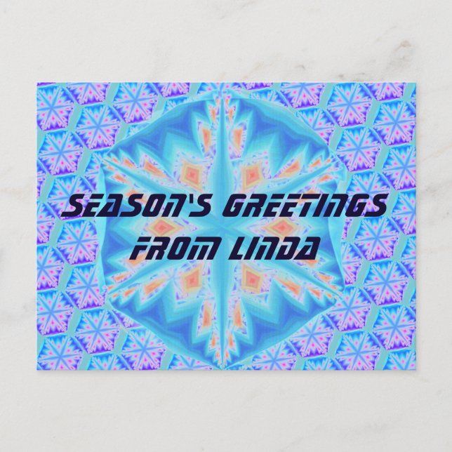 Schneeflocke aus Blaukristall Feiertagspostkarte (Vorderseite)