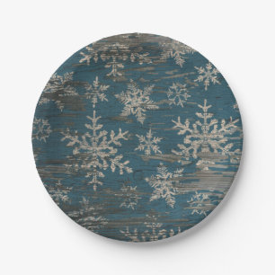 Schneeflocke blauer pappteller