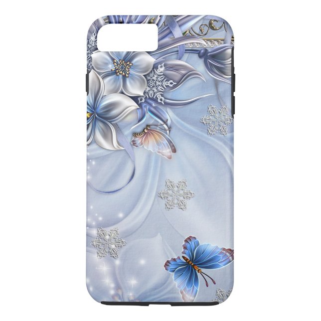 Schneeflocke Case-Mate iPhone Hülle (Winter Snowflakes Blue Butterfly iPhone Case)