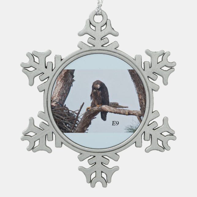 Schneeflocke E9 Schneeflocken Zinn-Ornament (Vorderseite)