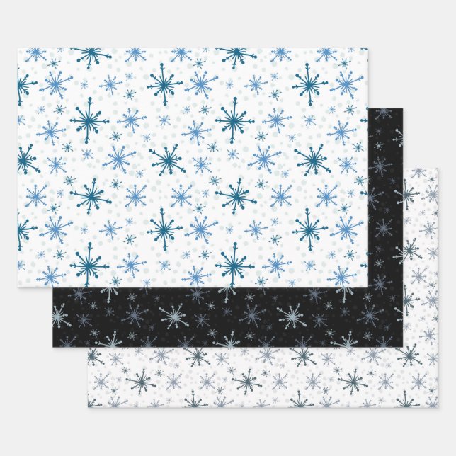 Schneeflocke Einfaches Muster Wintergeschenk für 3 Geschenkpapier Set (Set)