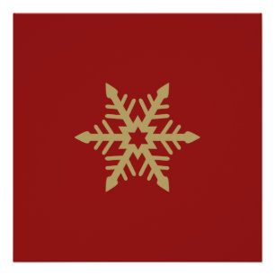 Schneeflocke-Entwurfs-Gold auf Rot Poster