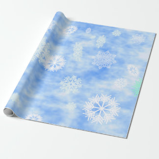 Schneeflocke-Fall-Blau Geschenkpapier