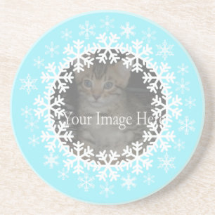 Schneeflocke-Foto-Untersetzer Sandstein Untersetzer