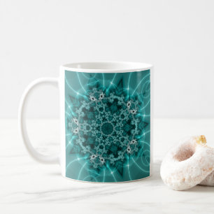 Schneeflocke   Fraktal in Blau und Weiß Kaffeetasse