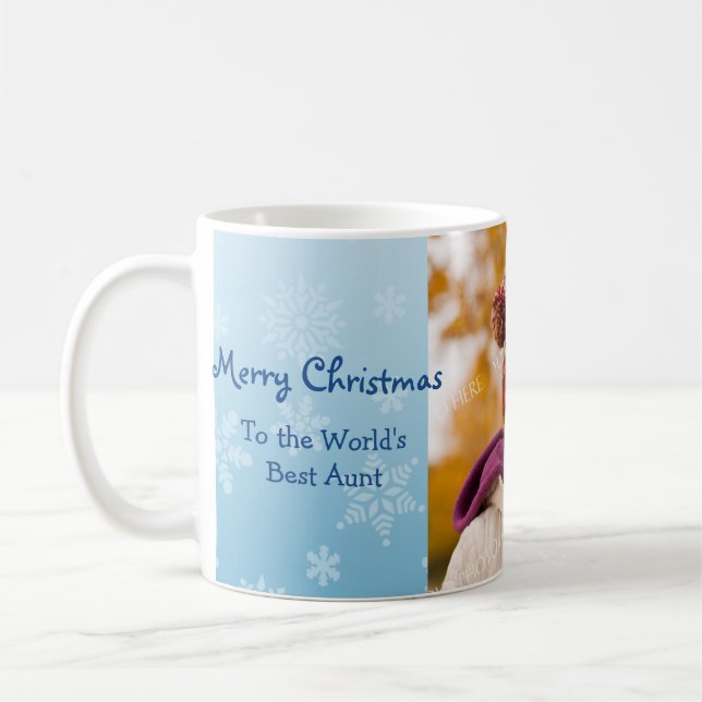 Schneeflocke-frohe Weihnacht-Tante Foto Mug Tasse (Links)