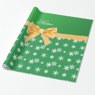 Schneeflocke-Goldbogen des individuellen Namens Geschenkpapier