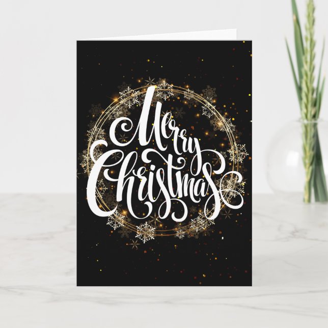 Schneeflocke Goldener Kranz - Weiße frohe Weihnach Karte (Vorderseite)