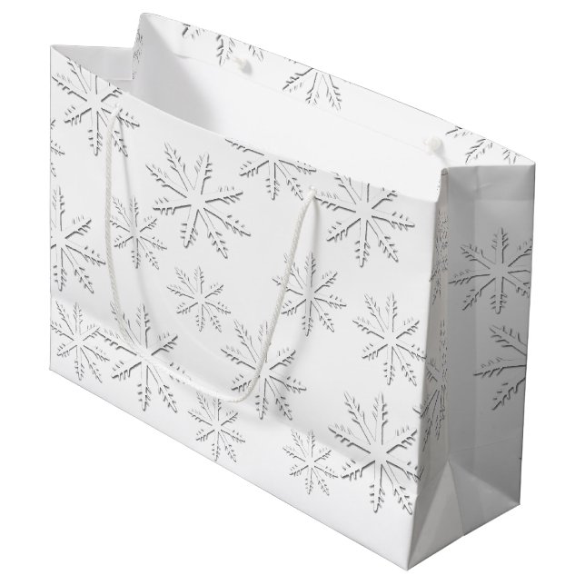 Schneeflocke Große Geschenktüte (Vorderseite Schrägansicht)