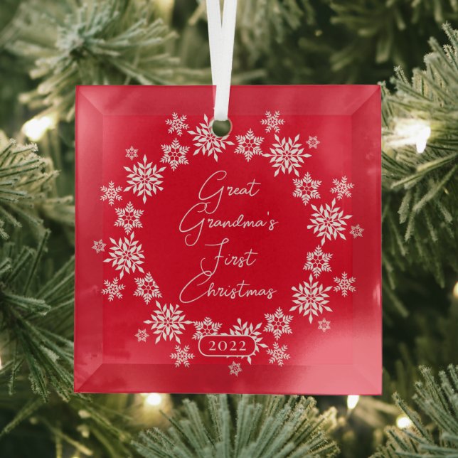 Schneeflocke Große Oma's Erste Weihnachten Ornament Aus Glas (Insitu)
