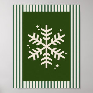 Schneeflocke Grünstreifen Poster